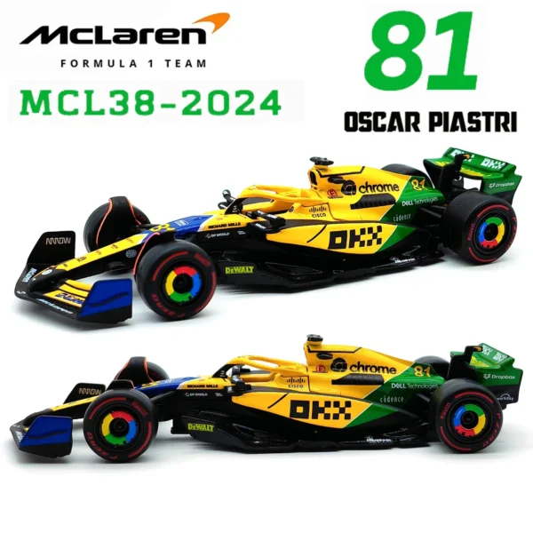 Bburago 1:43 2024 F1 Mclaren Mcl38 Monaco Grand Prix F1 Alloy Miniature Diecast Model #4 #81 Lando Norris ﻿F1 Car Toys Gift - Image 14