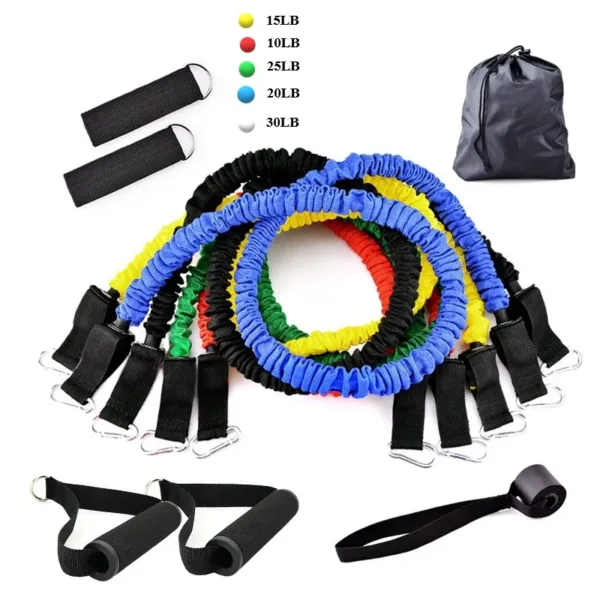 Resistance Bands 11-Piece Set Tensioner Pull Rope Fitness Multi-function Tensioner Suit Muscle Training Belt Elastic Sleeve Band - Image 6