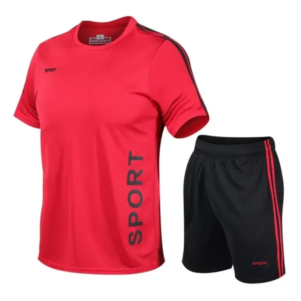Men Running 2024 Summer Latest Sportswear Polyester Printed T-shirt + Shorts Quick Dry Sport Suit 2-piece Outfits Jogger Set - Image 6