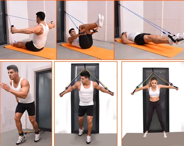 Resistance Bands 11-Piece Set Tensioner Pull Rope Fitness Multi-function Tensioner Suit Muscle Training Belt Elastic Sleeve Band - Image 5