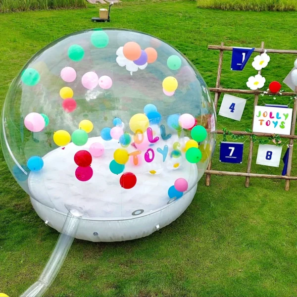 JOLLY TOYS Balloon inflatable bubble house with trampoline and transparent dome PVC material with blower - Image 9