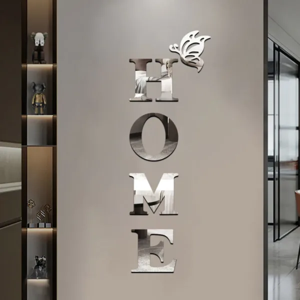 HOME Home Logo 3D Mirror Wall Sticker, Entrance Decoration, Home Decoration - Image 2