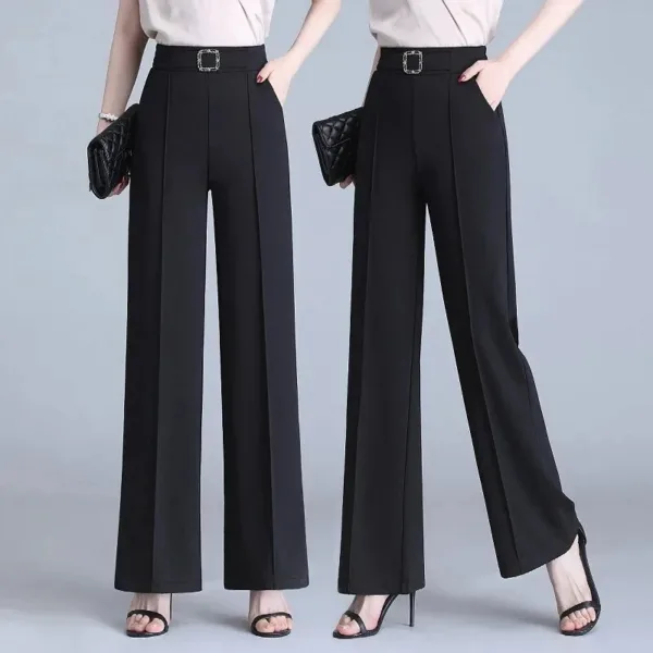 High Waist Wide Leg Pants Women Spring Autumn New Drop Feel Relaxed Straight Suit Pants Fashion Wild Casual Trousers White Black - Image 2