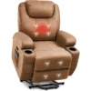 Power Lift Recliner Chair with Heat and Massage for Elderly Faux Leather Modern Reclining Sofa Chair with Cup Holders - Image 3