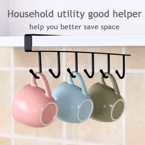 Kitchen Iron Art Seamless Nail Free Hooks Multi Row Cabinet Storage Hooks Storage of Kitchen Cabinet Wall Shelf Storage Rack - Image 8