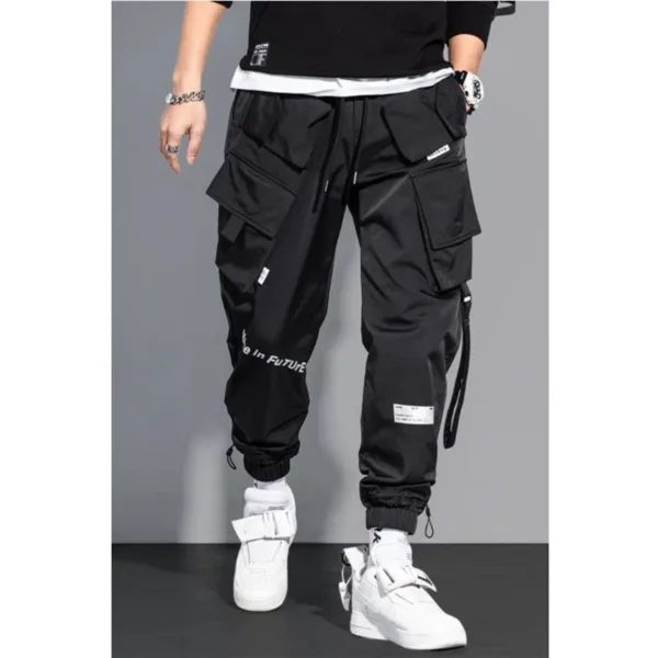 Thin Streetwear Casual Pants Men Ribbons Harem Jogging Pants Male Slim Fit Spring Cargo Pants Multi-Pockets Women Trouser K12 - Image 5