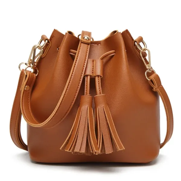 Elegant PU Leather Bucket Bag - Image 5