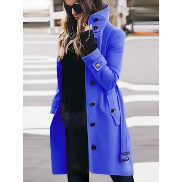 Wool Blend Women's Coat Outerwears Winter Warm Female Jackets Single Breasted Turn-down Collar Long Women's Clothes - Image 9