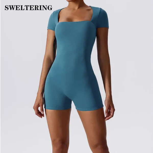 Summer Yoga Suit Women's Short One Piece Sports Suit Short Sleeve Gym Clothes Push Up Training Fitness Yoga Bodysuit Sportswear - Image 8