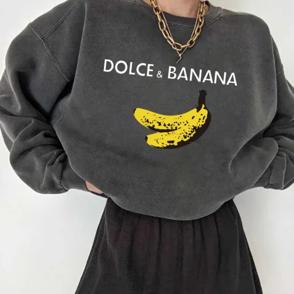 Seeyoushy Banana Print Women Sweatshirts Streetwear Round Neck Long Sleeve Drop Shoulder Loose Winter Woman Sweatshirts Moletom - Image 4