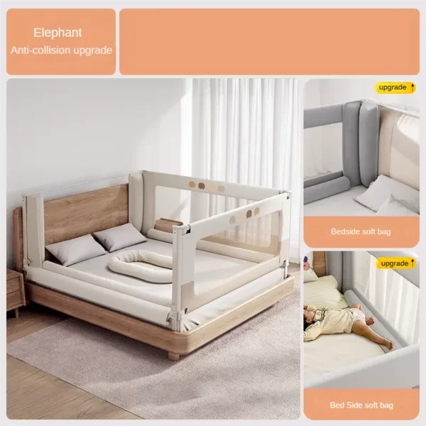 Baby anti-fall bed fence baby guardrail Bedside anti-fall baffle Children's bed three side guardrails without drilling - Image 7