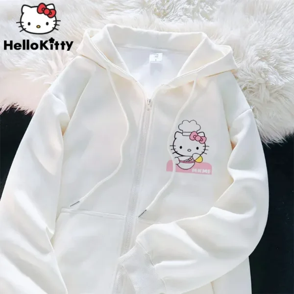 Sanrio Anime Cute Printed Hoodies Women Cartoon Hello Kitty Y2k Korean Students Loose Sweatshirt Fashion Sweet Cardigan Clothing - Image 9