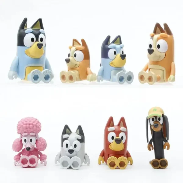 8Pcs/Set Bluey Bingo Anime Figurines Toy Figures Movable Joints Action Figure Model Dolls Children Birthday Decoration Toy Gift - Image 2