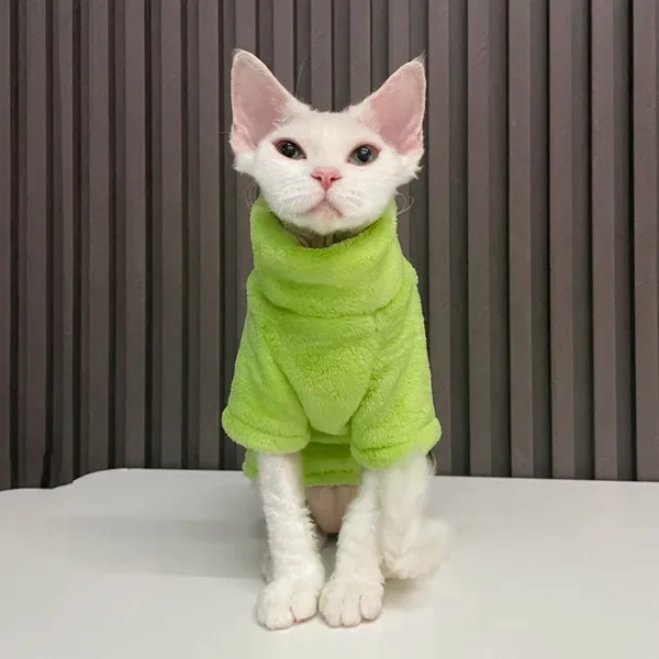 Turtleneck Cat Sweater Coat Winter Warm Hairless Cat Clothes Soft Fluff Pullover Shirt for Maine-Coon Cat Chihuahua Pet Clothing - Image 7