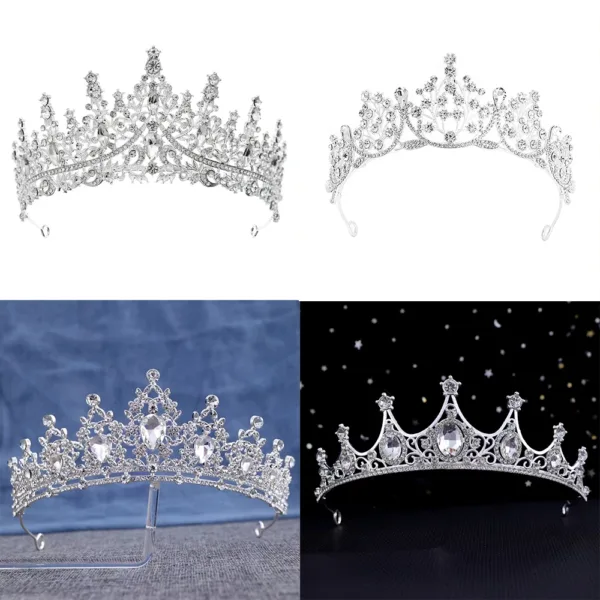 Silver Bridal Tiara Crown - Image 2