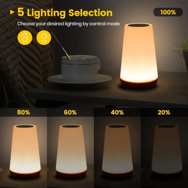 13 Color LED Changing Night Light RGB Remote Control Touch Dimmable Lamp Portable Table Bedside Lamp USB Rechargeable Night Lamp - Image 5