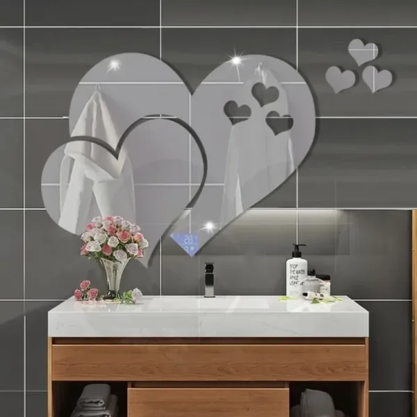 3D Acrylic Love Heart-Shaped Mirror Wall Stickers Removable Heart Art Decor Wall Poster DIY Living Room Wedding Home Decoration - Image 8