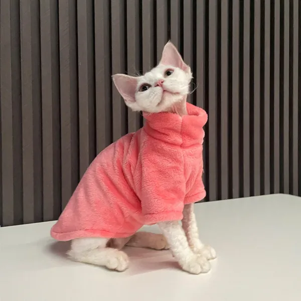 Turtleneck Cat Sweater Coat Winter Warm Hairless Cat Clothes Soft Fluff Pullover Shirt for Maine-Coon Cat Chihuahua Pet Clothing - Image 14