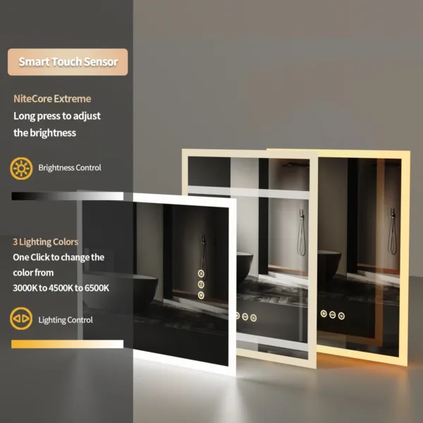 16x20 inch LED Lighted Bathroom Mirror with Anti-Fog, Wall Mounted Vanity Mirror with Smart Touch Button, Memory Function - Image 5