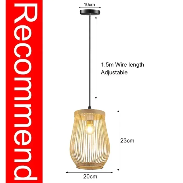 Bamboo Hanging Lamp Pendant Ceiling Light Rattan Wicker Lustre Hand Knit Braiding Suspended Home Dining люстра потолочная - Image 10