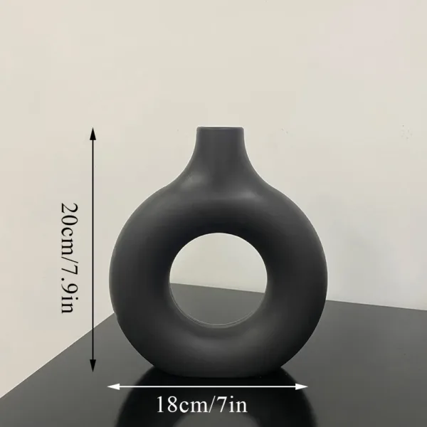Plastic Circle Vase Donut Shape Living Room Decoration Dry Flower Vase Nordic Style Home Decor Furnishings Vase Room Decor - Image 16