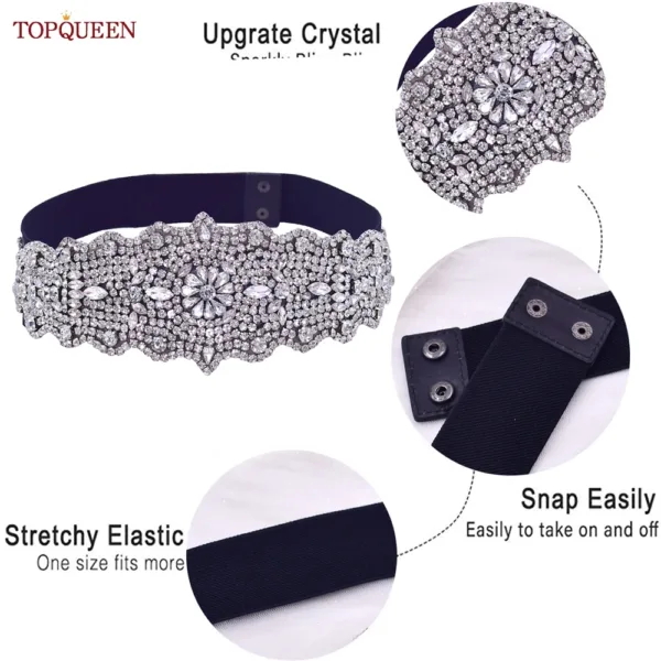 Women’s Rhinestone Elastic Belt - Image 3