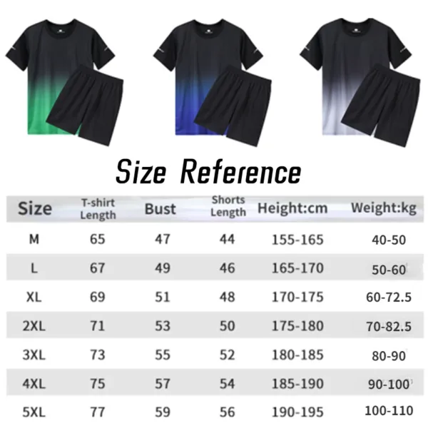 Quick Drying Fitness Clothes Ice Silk T-shirt Unisex Sportswear Short Sleeve Shorts Running Tracksuit Gym Sports Training Outfit - Image 2