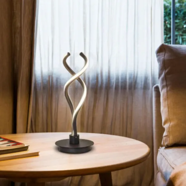 Bymaocar Modern Black Bedroom LED Spiral Table Lamp Bedside Desk Home Decoration Curved Light 6000K-6500K Low Energy Consumption - Image 4