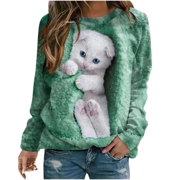 Women Sweatshirts Cute Print Tops Long Sleeve Pullovers Fashion Outerwear Youthful Woman Clothes New In Hoodies & Sweatshirts - Image 2