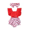 New Arrival 2pcs Red Flower Baby Clothing Newborn Baby Girls Lace Backless Romper Dress Jumpsuit Outfits Clothes 0-24M - Image 8