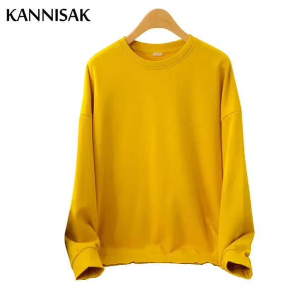 Women Sweatshirts O-neck Cotton Loose Long Sleeve Outerwear Spring Autumn Casual Sweatshirt Solid Womens Pullovers Harajuku Top - Image 15
