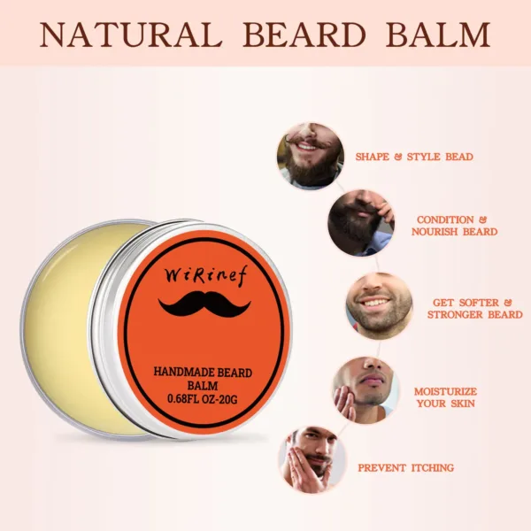 Natural Beard Balm Wax Man Beard Growth Oil Moisturizing Smoothing Dashing Gentlemen Beard Styling Professional Care Cream - Image 5