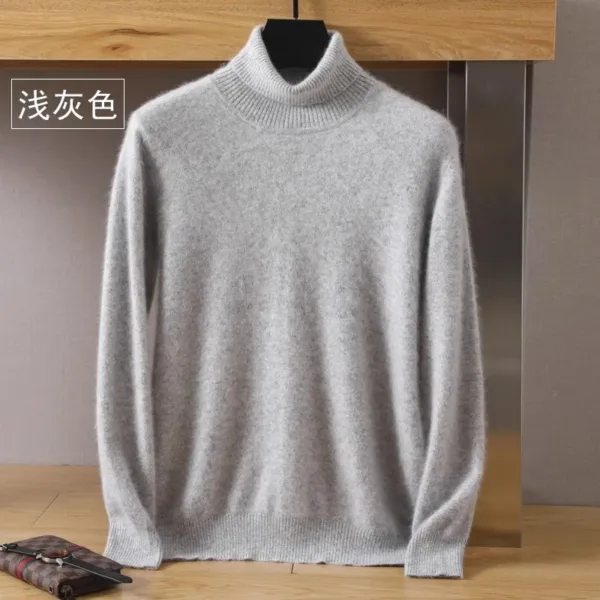 Men's 100% pure Mink velvet Cashmere Sweater High Lapels Pullovers Knitted Winter New Tops Long Sleeve High-End Jumpers - Image 14