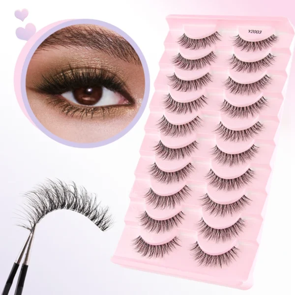 SHIDISHANGPIN 5/10Pairs False Lashes Cat Eye Eyelashes Eyelash Extension 3D Mink Half Lashes Natural Makeup faux Cils maquiagem - Image 16