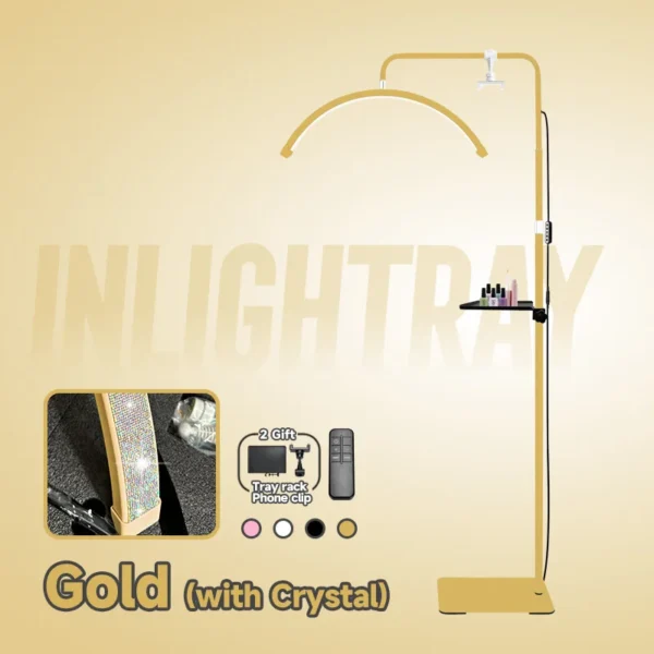 Custom OEM logo half moon eyelash extension lamp eyelash beauty nail floor lamp - Image 14