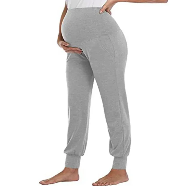 Maternity Trousers Summer New Pregnant Casual Loose Solid Color Belly Support Maternity Pants Elastic Waist Maternity Leggings - Image 4