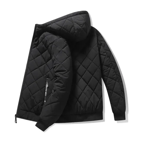 Jackets for Men with Hood Autumn Winter Cotton Padded Jacket Men Fashion Clothing Rhombus Texture Casual Parkas Plus Size 5XL - Image 2