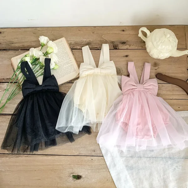 MILANCEL Summer Baby Dresses Toddler Girls One Piece Mesh Skirt Camisole Dress Newborn Clothes 0-2Y