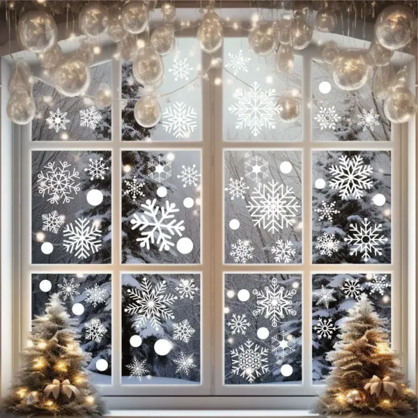 2025 Merry Christmas Decoration White Snowflake Window for Home Wall Window Sticker Ornaments Garland New Year wall stickers - Image 4