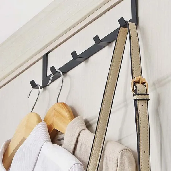 Hooks Over The Door 5 Hooks Home Bathroom Organizer Rack Clothes Coat Hat Towel Hanger Bathroom Kitchen Accessories Holder Rack - Image 4