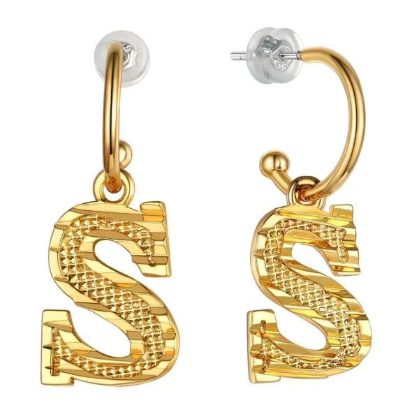 Vintage Gold Alphabet Earrings - Image 4