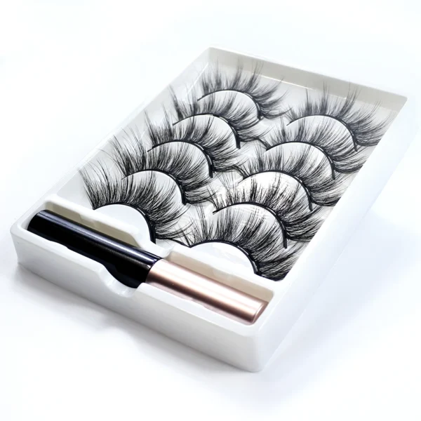 REDSIREN 5Pairs Magnetic Eyelashes With Eyeliner Reusable Thick Natural Eye Lashes New 5Piece Magnet False Eyelashes - Image 2