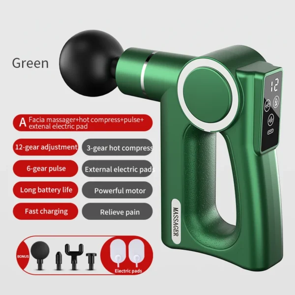 Square Massage Gun High Frequency Hot Compress Pulse Deep Tissue Body Vibrato Fascia Gun Sport Fitness Relax Muscle Massager