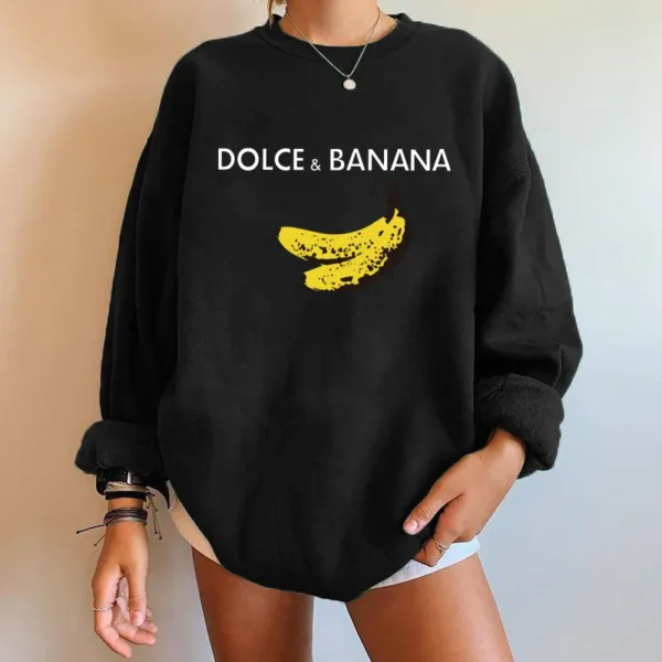 Seeyoushy Banana Print Women Sweatshirts Streetwear Round Neck Long Sleeve Drop Shoulder Loose Winter Woman Sweatshirts Moletom - Image 6