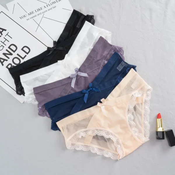 Hot Selling Maternity Pants Mesh Bow Solid Color Breathable Large Elastic Women's Panties Seamless Lace Low Waist V Briefs - Image 8