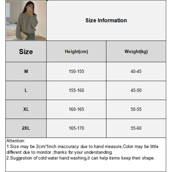 Korean Letter Print Round Neck Long Sleeve Loose Casual Sweatshirt For Women - Image 4