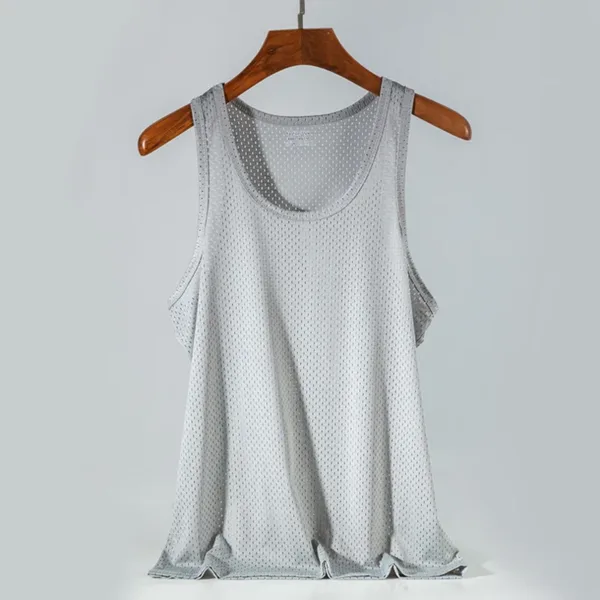 Men's Ice Silk Mesh Tank Tops Gym Stringer Transparent Bodybuilding Sleeveless Shirt Fitness Vest Male mesh Muscle Singlets - Image 8