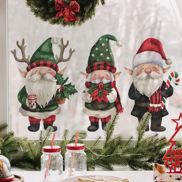 Cartoon Christmas Dwarfs Wall Stickers For New Year Room Background Decor Mural Christmas Home Decoration Self-adhesive Decals - Image 4