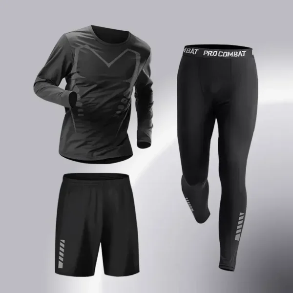 Fashion 3-5 PCS Mens Running Sportswear Set Fitness Jogging Compression Tracksuit Suit Training Sports Clothes Dry Fit Leggings - Image 4