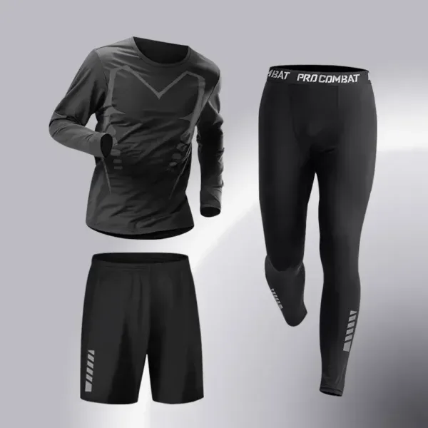 Fashion 3-5 PCS Mens Running Sportswear Set Fitness Jogging Compression Tracksuit Suit Training Sports Clothes Dry Fit Leggings - Image 14